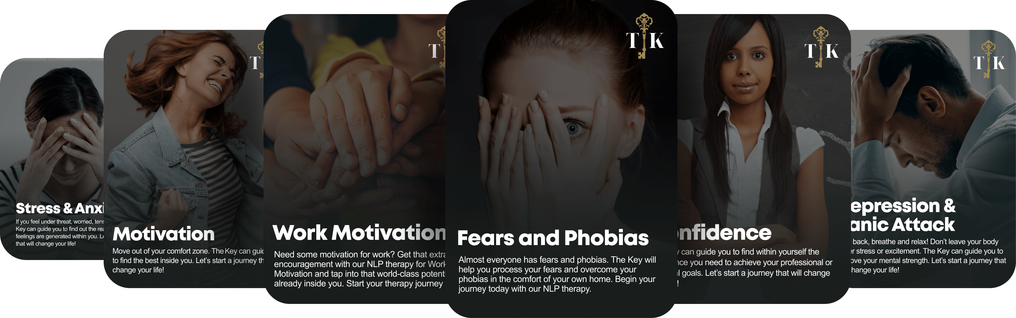 feelings and sensations are describes in images, like: Motivation, Confidence, Stress & Andexiety, Depression and Panic Attack